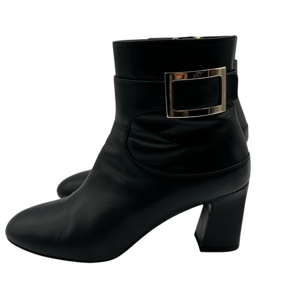 ROGER VIVIER Trompette Buckled Leather Ankle Boots size 39.5 - Picture 3 of 8